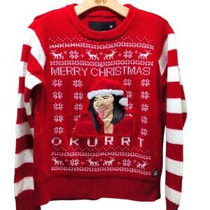 American Stitch Merry Christmas Okurrt Ugly Holiday Sweater Red Women's Size M